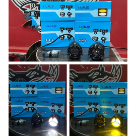 LIU HJG Mercedes Grill Shape D1 Projector Lens With Heavy Duty LED Light White Yellow Metal Body Motorcycle Jeep Outdoor