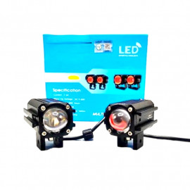 LUI HJG Mini Driving with RED DRL External White Yellow Fog Light Mini Driving with Red DRL Devil Eye 30+30 watts For motorcycle, Car, Jeep
