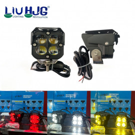 LIU HJG External Four 4 LED 4X4 Lens 3in1 Fog Light 120W Devil Eye Red White Yellow Laser Wide Metal Aluminium Body light with Voltage Controller Kit For Motorcycle Jeep Car