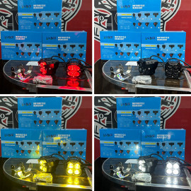 LIU HJG External Four 4 LED 4X4 Lens 3in1 Fog Light 120W Devil Eye Red White Yellow Laser Wide Metal Aluminium Body light with Voltage Controller Kit For Motorcycle Jeep Car