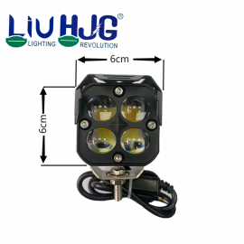 LIU HJG External Four 4 LED 4X4 Lens 3in1 Fog Light 120W Devil Eye Red White Yellow Laser Wide Metal Aluminium Body light with Voltage Controller Kit For Motorcycle Jeep Car