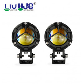 LIU HJG Mercedes Grill Shape D1 Projector Lens With Heavy Duty LED Light White Yellow Metal Body Motorcycle Jeep Outdoor