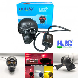 LIU HJG Skull Skeleton 3in1 White Yellow External LED Fog Devil RED DRL Light 30 watt with Voltage Controller Kit Motorcycle Car