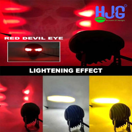 LIU HJG Skull Skeleton 3in1 White Yellow External LED Fog Devil RED DRL Light 30 watt with Voltage Controller Kit Motorcycle Car