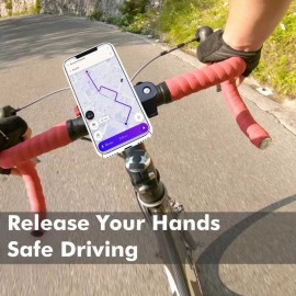 AKE - Universal Motorcycle & Bicycle Phone Holder | Shock-Absorbing Quick Lock Stand for MTB, Scooter & Motorbikes | 360° Rotating Smartphone Mount