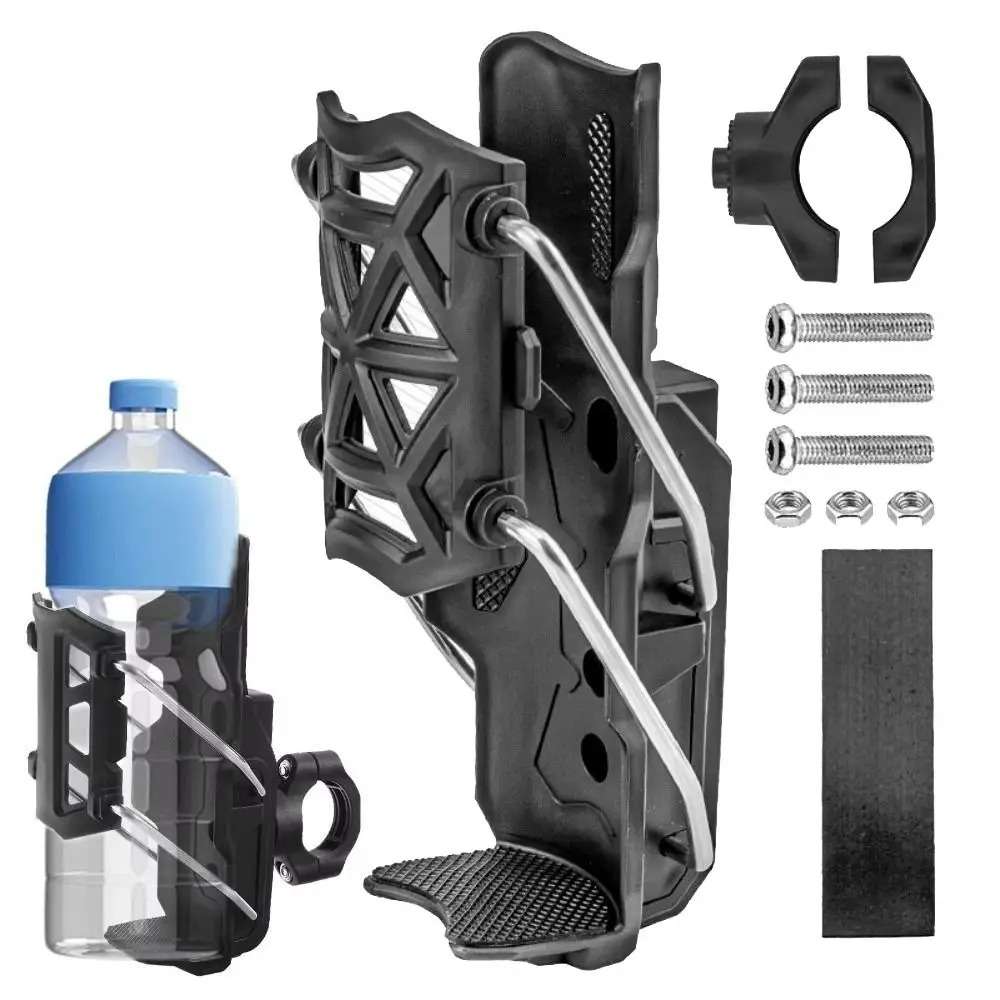 AKE - Universal 360° Rotatable Motorcycle Cup Holder  Anti-Shake Water Bottle Mount for Handlebars & Crash Bars  Durable Nylon Mount for MTB, Touring & Commuter Bikes