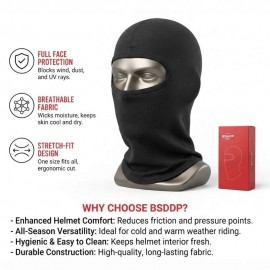 BSDDP Breathable Full Face Helmet Balaclava Inner Mask for Motorcycle Bike Riding & Cycling – Dust, Sun & Wind Protection for Men & Women