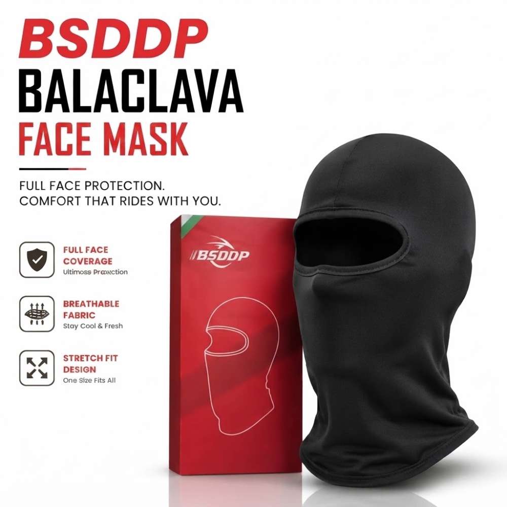 BSDDP Breathable Full Face Helmet Balaclava Inner Mask for Motorcycle Bike Riding & Cycling – Dust, Sun & Wind Protection for Men & Women