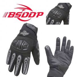 BSDDP Tactical Motorcycle Racing Gloves Mobile Friendly Bike Gloves MCS-42 Hard Knuckle Protection & Breathable Leather Summer Winter Gloves with reflectors Black