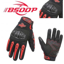 BSDDP Tactical Motorcycle Racing Gloves Mobile Friendly Bike Gloves MCS-23 Hard Knuckle Protection & Breathable Leather Summer Winter Gloves with reflectors Black RED Grey Blue