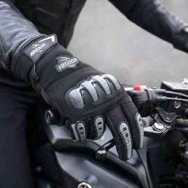 BSDDP Tactical Motorcycle Racing Gloves Mobile Friendly Bike Gloves MCS-42 Hard Knuckle Protection & Breathable Leather Summer Winter Gloves with reflectors Black