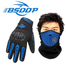 COMBO - Pack of 2 (Gloves + Mask ) BSDDP Tactical Motorcycle Racing Gloves Mobile Friendly Bike Gloves MCS-23 Hard Knuckle Protection & Breathable Leather Summer Winter Gloves with reflectors Black RED Grey Blue