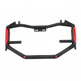 AKE - Universal Shorty Batman Style Crash Protector Bar for Motorcycles with LED Mount | Heavy-Duty Matt Black Safety Guard with Red Reflectors ABS Coated | Fits YBR, CB150F, GS150, CG125 & More