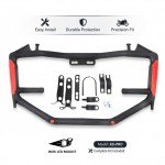 AKE - Universal Shorty Batman Style Crash Protector Bar for Motorcycles with LED Mount | Heavy-Duty Matt Black Safety Guard with Red Reflectors ABS Coated | Fits YBR, CB150F, GS150, CG125 & More
