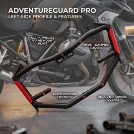AKE - Universal Shorty Batman Style Crash Protector Bar for Motorcycles with LED Mount | Heavy-Duty Matt Black Safety Guard with Red Reflectors ABS Coated | Fits YBR, CB150F, GS150, CG125 & More