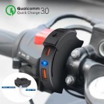Dual Port Motorcycle Fast Charger USB QC 3.0 & Type-C PD 30W Waterproof IP65 Phone Charger Handlebar Mount for Adventure Touring Bikes