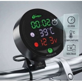 AKE - Morfayer 4 in 1 Digital LED Meter for Motorcycle – 12V Digital Clock, Air Temprature & Battery Voltmeter