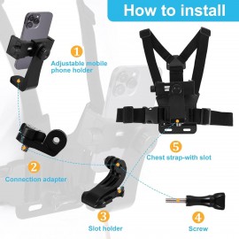PROBIKER - Adjustable Phone Chest Mount Harness | POV Action Camera & Mobile Vlogging Strap for Cycling, Motovlogging & Hiking | Universal Anti-Shake Smartphone Holder