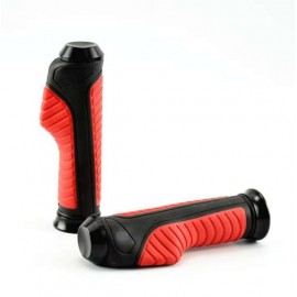 AKE - Spyker Universal 7/8" Motorcycle Handlebar Grips | Anti-Skid Aluminum & Soft Rubber Hand Grips for Touring & Commuter Bikes | Red & Black