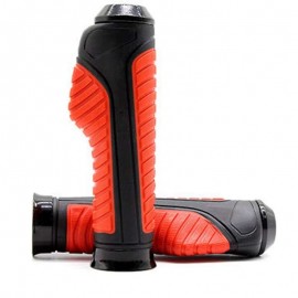 AKE - Spyker Universal 7/8" Motorcycle Handlebar Grips | Anti-Skid Aluminum & Soft Rubber Hand Grips for Touring & Commuter Bikes | Red & Black