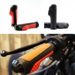 AKE - Spyker Universal 7/8" Motorcycle Handlebar Grips | Anti-Skid Aluminum & Soft Rubber Hand Grips for Touring & Commuter Bikes | Red & Black