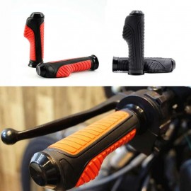 AKE - Spyker Universal 7/8" Motorcycle Handlebar Grips | Anti-Skid Aluminum & Soft Rubber Hand Grips for Touring & Commuter Bikes | Red & Black