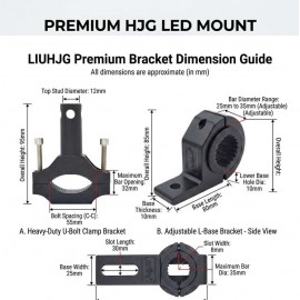 AKE - HJG 2PC Universal Heavy-Duty LED Fog Light Mount Brackets & Crash Bar Clamps for Motorcycles Clamp Brackets Adjustable Spotlight Mount Holder support for Cafe Racers Bikes model J-S08