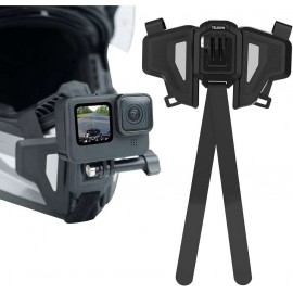 BSDDP 2nd Gen Motorcycle Helmet Chin Mount for Action Cameras – Flexible Strap Clamp Holder for GoPro Hero 12/11/10, Insta360 X3/X4/Ace Pro, DJI Action 4/Osmo Pocket 3