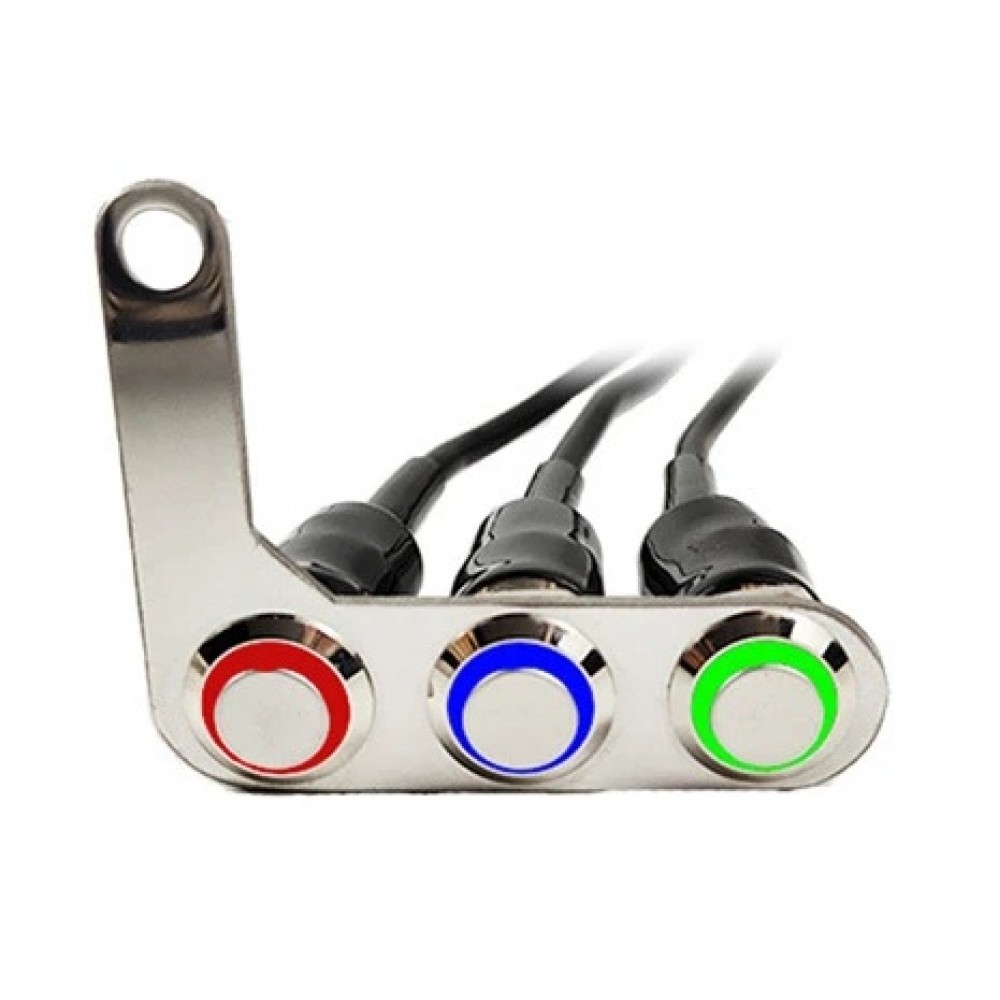 3-in-1 Universal Motorcycle Handlebar Switch Cluster - Waterproof Stainless Steel Control Panel with LED (Horn, Headlight, Fog & Turn Signal)