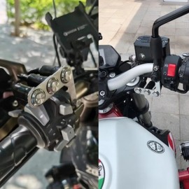3-in-1 Universal Motorcycle Handlebar Switch Cluster - Waterproof Stainless Steel Control Panel with LED (Horn, Headlight, Fog & Turn Signal)