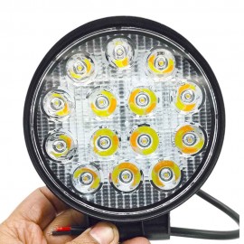 HJG 12-14 Beads External Motorcycle LED Focus Lights - 36W/42W Multi-Function White, Yellow & Flasher Models