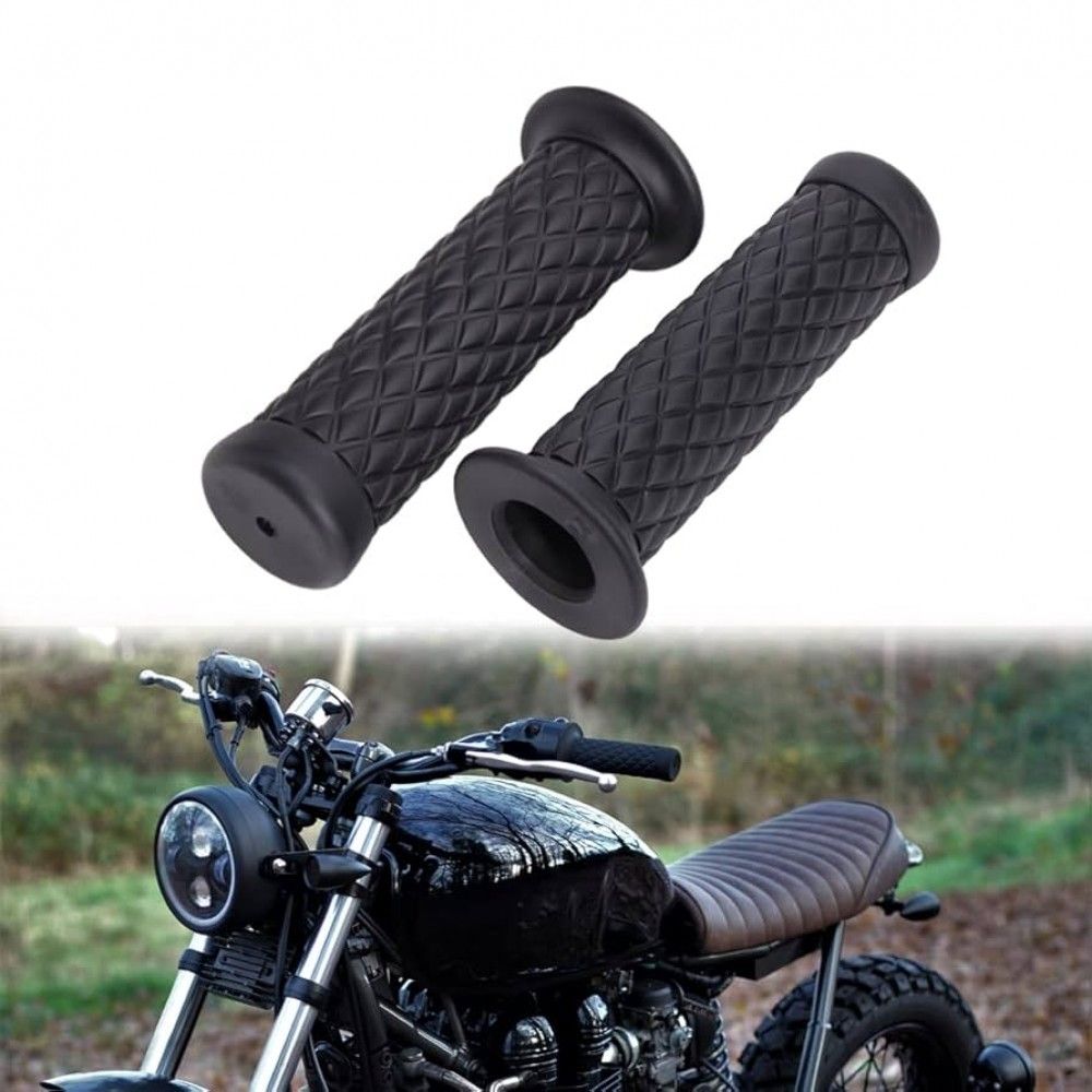 Universal 7/8" Motorcycle Hand Grips - Non-Slip Gel Rubber Handlebar Grips for Cafe Racer, Dirt Bike, Honda, Suzuki, Yamaha