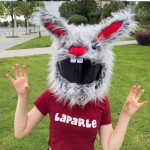Cute Motorcycle Helmet Cover Cartoon Plush Helmet Hat Long Eared Bunny Rabbit Fun Riding Helmet Protective Cover