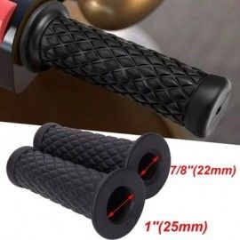 Universal 7/8" Motorcycle Hand Grips - Non-Slip Gel Rubber Handlebar Grips for Cafe Racer, Dirt Bike, Honda, Suzuki, Yamaha
