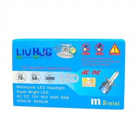 HJG M3 Mini LED Headlight Bulb - 60W Super Bright White - Upgraded Version with Cooling Fan