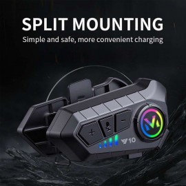 Y10 Motorcycle Helmet Bluetooth Headset - Bluetooth 5.3 Smart Noise Reduction - IPX6 Waterproof HiFi Headphones