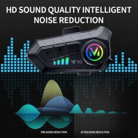 Y10 Motorcycle Helmet Bluetooth Headset - Bluetooth 5.3 Smart Noise Reduction - IPX6 Waterproof HiFi Headphones