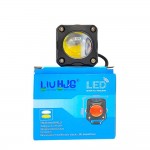 HJG 20W Square LED Motorcycle Fog Light – 4-Mode White, Yellow, Flasher & Red DRL – Full Metal Body