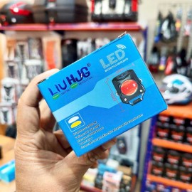 HJG 20W Square LED Motorcycle Fog Light – 4-Mode White, Yellow, Flasher & Red DRL – Full Metal Body