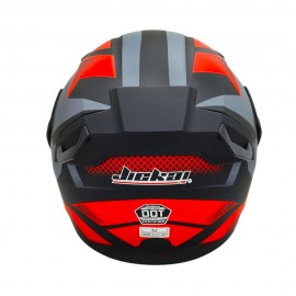 JIEKAI 902 Flip Up Motorcycle Helmet - Mesh Red Black Matt Finish - DOT Certified Dual Visor with Spoiler