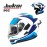 JIEKAI 902 Flip Up Motorcycle Helmet - Mesh White Blue Matt Finish - DOT Certified Dual Visor with Spoiler