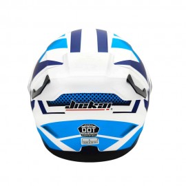 JIEKAI 902 Flip Up Motorcycle Helmet - Mesh White Blue Matt Finish - DOT Certified Dual Visor with Spoiler