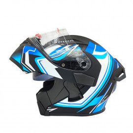JIEKAI Motorcycle Helmet 902 Feather Blue White Motorcycle Uncovered Helmet Flip up Chin Double Visor Full Face New Model