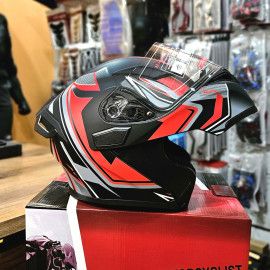 JIEKAI Motorcycle Helmet 902 Feather Red Motorcycle Uncovered Helmet Flip up Chin Double Visor Full Face New Model
