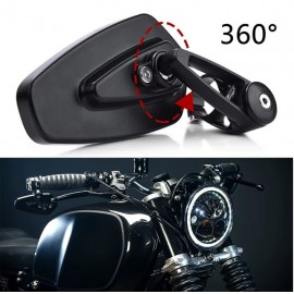 Universal 22mm CNC Aluminum Bar End Mirrors - 360° Adjustable Rearview Side Mirrors for Custom Motorcycle Modification