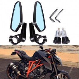 Universal 22mm CNC Aluminum Bar End Mirrors - 360° Adjustable Rearview Side Mirrors for Custom Motorcycle Modification