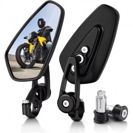 Universal 22mm CNC Aluminum Bar End Mirrors - 360° Adjustable Rearview Side Mirrors for Custom Motorcycle Modification