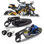 Universal 22mm CNC Aluminum Bar End Mirrors - 360° Adjustable Rearview Side Mirrors for Custom Motorcycle Modification