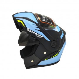 Scorpion Modular Flip-Up Motorcycle Helmet - Dual Visor Matt Finish - Blue Black