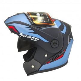 Scorpion Modular Flip-Up Motorcycle Helmet - Dual Visor Matt Finish - Blue Black